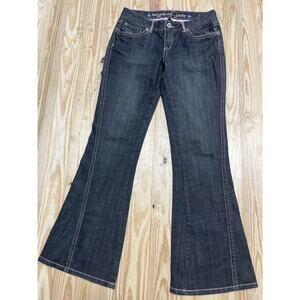 Myth Of Jade Women's 9 Black Flare Bootcut Dark Wash Cotton Blend Stretch Jeans